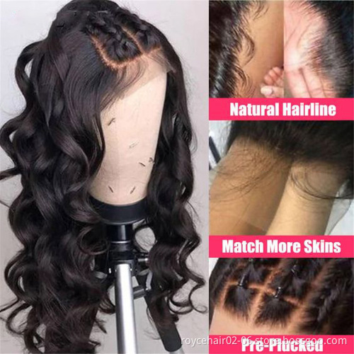 Natural Virgin Malaysian Human Hair 200 Density Loose Wave Lace Front Custom Wig with Natural Hairline Closure